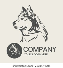Portrait dog logo and design elements vector isolated on white background, Dog Silhouettes.
