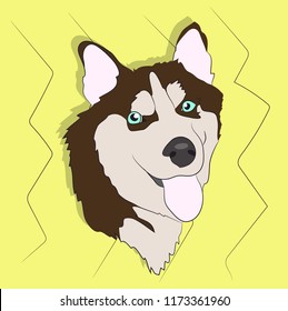 portrait of a dog on the wall background, vector, looks