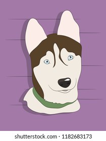 portrait of a dog on the wall background, vector, looks