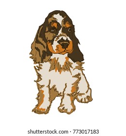 Portrait of a dog on white background . Symbol of the year 2018. Vector illustration
