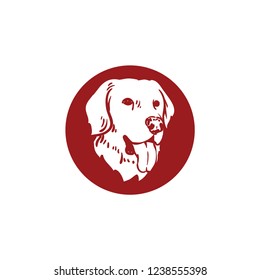 Portrait Dog with Tongue Out Circle Logo