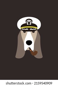 Portrait of dog, wearing navy hat, like general, cool style