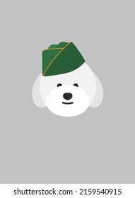 Portrait of dog, wearing soldier hat, cool style