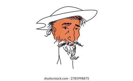 portrait of Don Quixote, color vector illustration