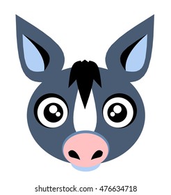 Portrait of a donkey icon flat children