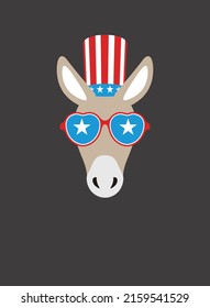 Portrait Of Donkey, Wearing Something, Like Democratic Party US, Cool Style