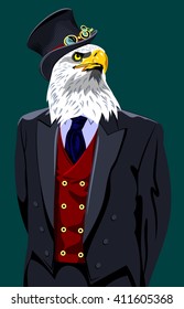 Portrait of an eagle in a business suit and top hat