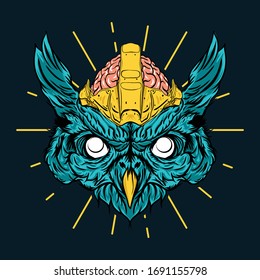 Portrait of an eagle owl. Vector hand drawn illustration