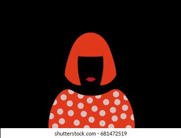 Portrait Of Eclectic Woman With Pois, Minimalist Yayoi Kusama