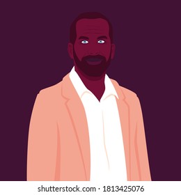 Portrait of an elderly man in a blazer. Avatar for social networks. Colorful vector illustration in flat cartoon style.