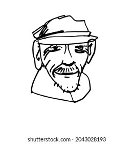 Portrait of an elderly smiling man. A hand-drawn character. Sketch. Vector illustration