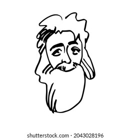 Portrait of an elderly smiling man. A hand-drawn character. Sketch. Vector illustration