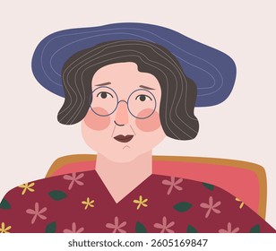 Portrait of an elderly woman in a hat