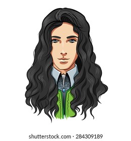 Men With Long Hair Stock Illustrations Images Vectors