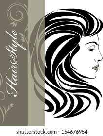 Portrait of elegant woman. Hairstyle banner. Vector