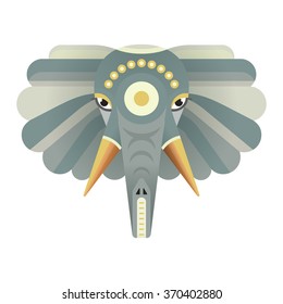 Portrait of an elephant made in trendy flat style vector. African animal. Safari label or t-shirt design with cute animal character.