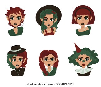 Portrait of an elf character in different images