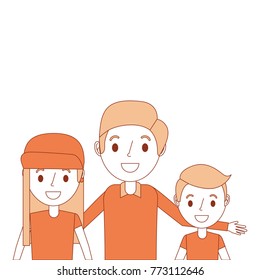 portrait embracing dad with daughter and son happy