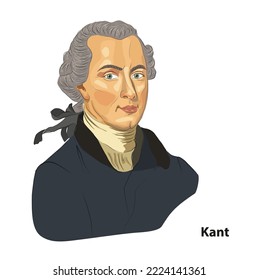 Portrait of Emmanuel Kant, vector illustration. He lived between 1724-1804. He was one of the founders of German philosophy.