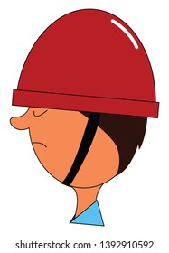 Portrait of an engineer at the construction site wearing a red helmet has a smirk expression on his face while viewed from the side  vector  color drawing or illustration