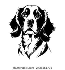 Portrait of a English Springer Spaniel Dog Vector isolated on white background, Dog Silhouettes. svg