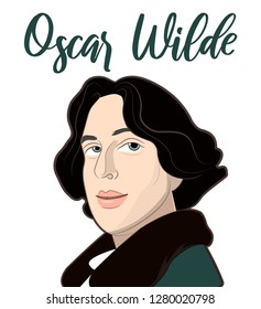 Portrait of English writer Oscar Wilde in a cartoon style vector.