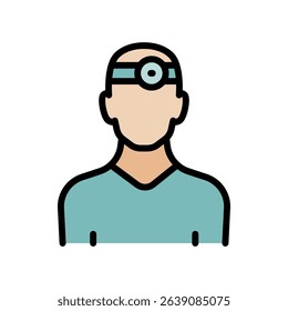 Portrait of ENT doctor color icon. Otolaryngologist simple sign. Specialist treating diseases and pathologies of the ears, nose, throat. Vector illustration.