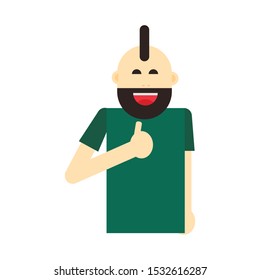 Portrait of excited business man dressed in black formal wear showing thumbs up sign. Deal, like, agree, approve, accept illustration concept in cartoon vector style.