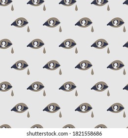Portrait in the Eyes Abstract Vector Seamless Pattern