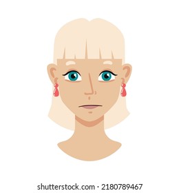 Portrait face creator composition with isolated cartoon style human head with face on blank background vector illustration