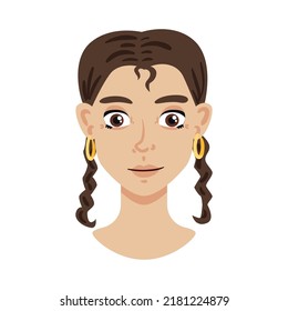 Portrait face creator composition with isolated cartoon style human head with face on blank background vector illustration