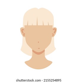 Portrait face creator woman constructor composition with isolated image of human head with haircut and empty face vector illustration
