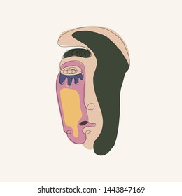 Portrait of a face in cubism style. Creative contemporary drawing. Nouveau doodle artwork