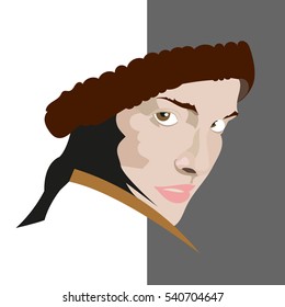 A portrait of the face of the girl in the vector.
