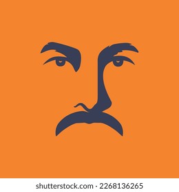 retrato cara personas anciano bigote ojos foco diseño de logo vector