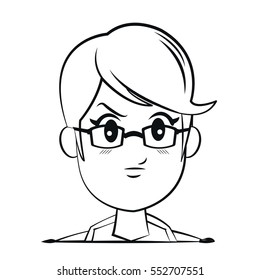 portrait face woman angry glasses outline