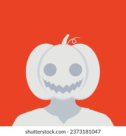 Portrait of the faceless Pumpkin head. Isolated Vector Illustration