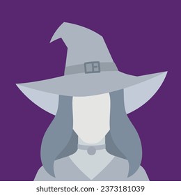 Portrait of the faceless witch. Isolated Vector Illustration
