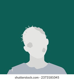 Portrait of the faceless Zombie. Isolated Vector Illustration