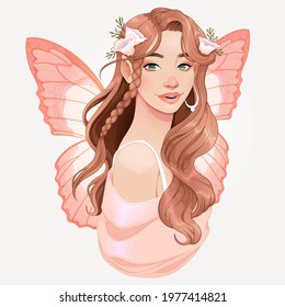 Portrait of a fairy. Vector fantasy illustration
