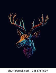 Portrait of a fairytale deer. Vector illustration. T-shirt design.