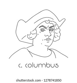 Portrait Of Famous Italian Explorer Christopher Columbus. 