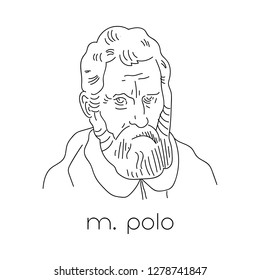 Portrait of famous Italian merchant and traveller Marco Polo. 