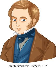 Portrait of Famous Naturalist Charles Darwin illustration