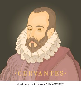 Portrait of the famous Spanish writer Miguel de Cervantes y Saavedra