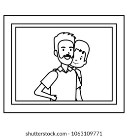 portrait of father lifting son characters