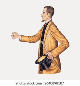 Portrait of Felix Feneon, vintage painting by Paul Signac illustration isolated on white, vector.