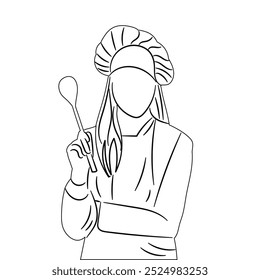 Portrait of a female cook sketch on a white background, vector