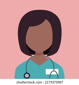 portrait of a female doctor with a phonendoscope. vector illustration. profession, medic.