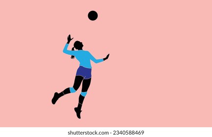 Portrait of a female volleyball player on a colorful background isolated. vector illustration volleyball player silhouette abstract